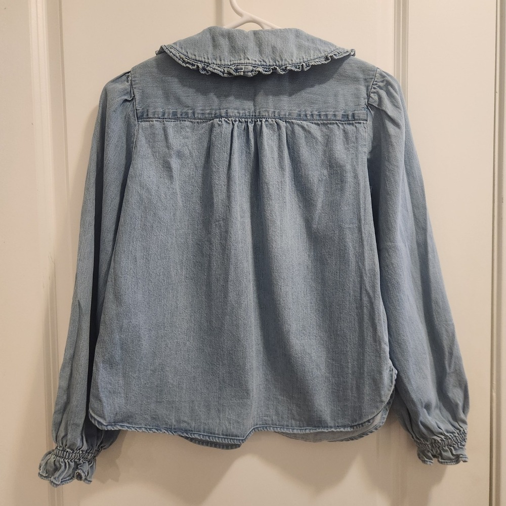 Anthropologie Pilcro The Keira Collared Denim Button Front Shirt Blue Small - Picture 8 of 11